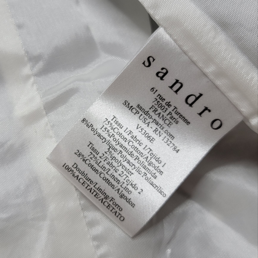 Sandro Paris‎ Vernis Tweed Moto Jacket Blue White Gray Size 38 - Picture 13 of 14